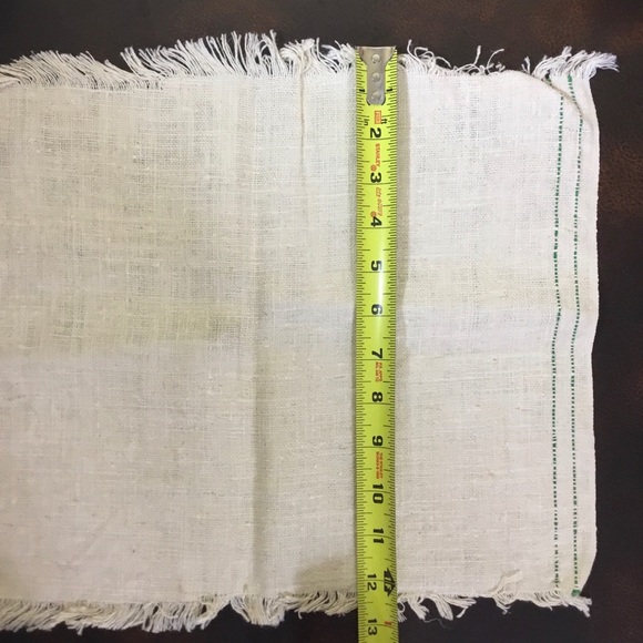 Set of 4 Vintage Frayed Edge Cloth Placemats or Napkins Stitched Cream Green - Picture 5 of 7